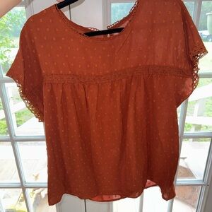 Boutique Women’s Lace Batwing Sleeve Blouse – XL – Rust – NWT
